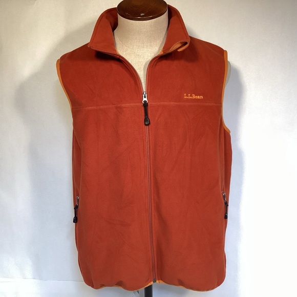 L.L. Bean Zip Up Fleece Vest Men’s size Large Burnt Orange - Picture 1 of 11